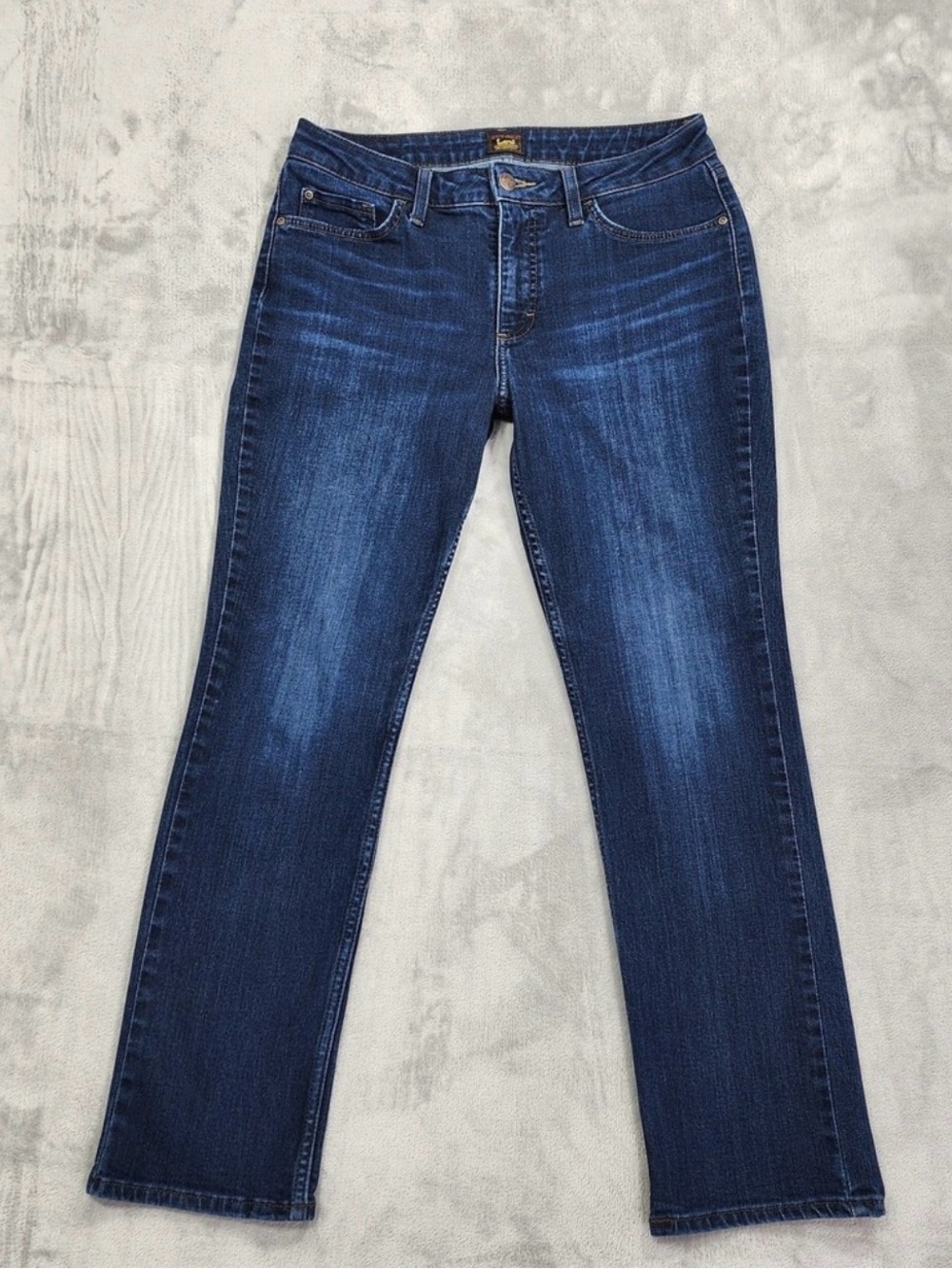 Lee Jeans Womens‎ 12 Blue Mid Rise Straight Regular Fit Stretch Denim Casual